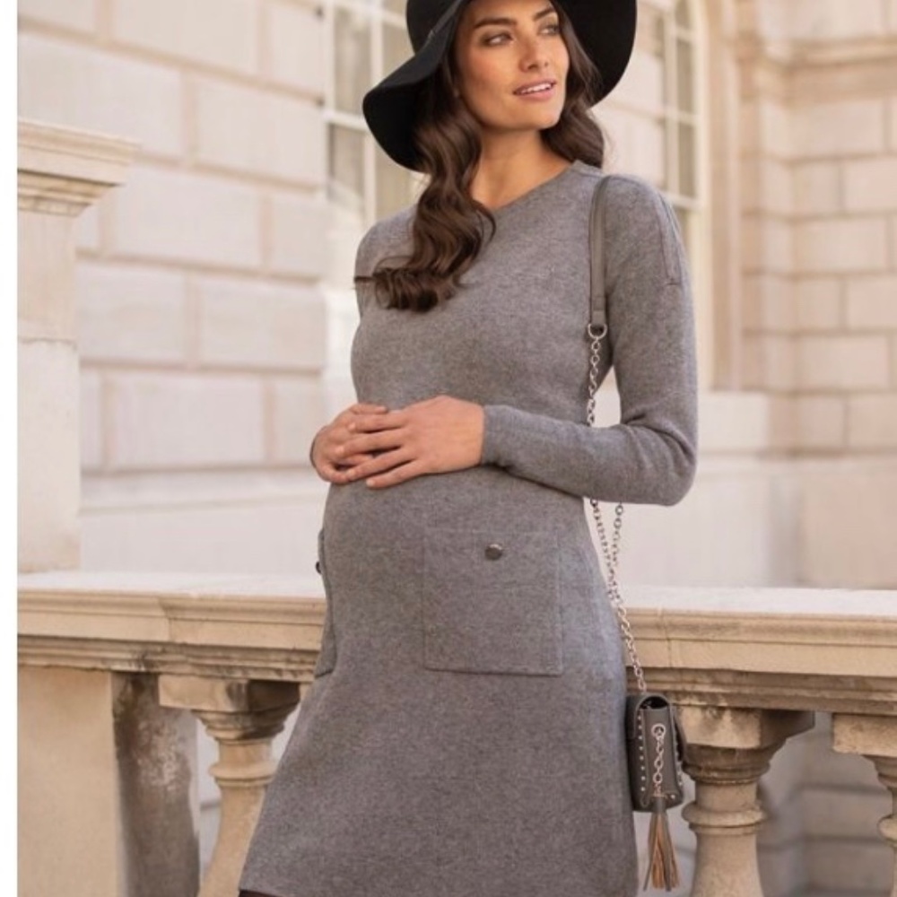 Seraphine Knitted Maternity & Nursing Dress with Pockets